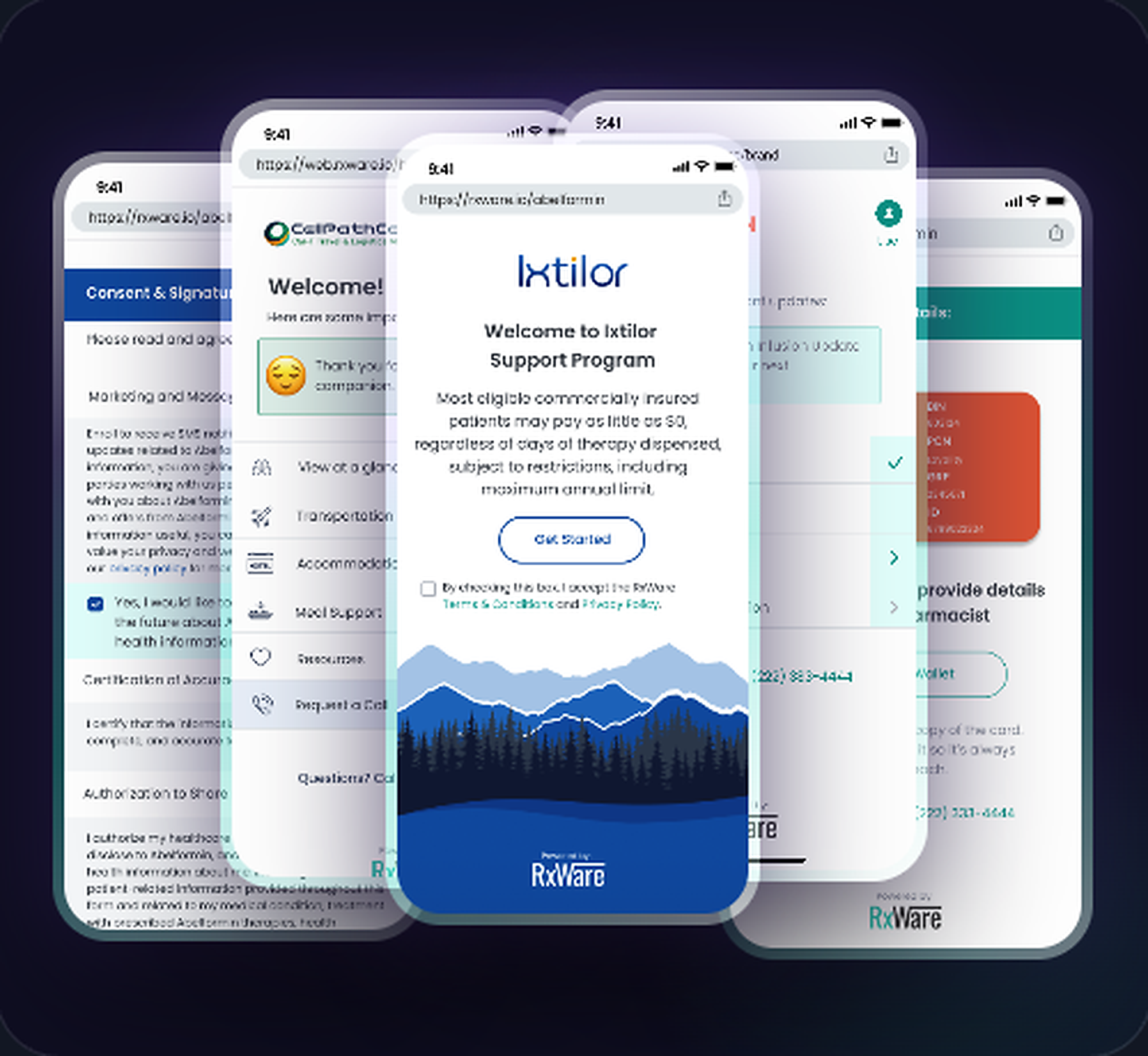 RxWare patient experience: consent and copay card screens