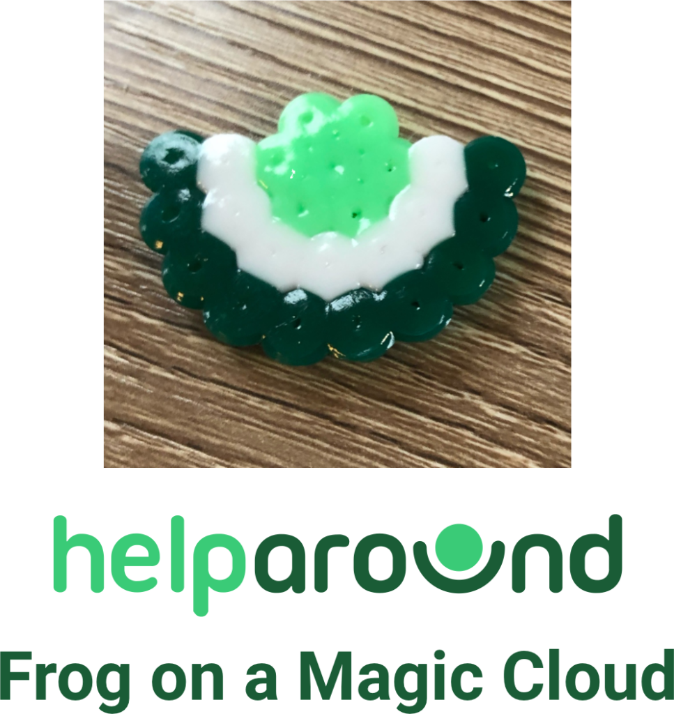Helparound logo with the text "Frog on a Magic Cloud"